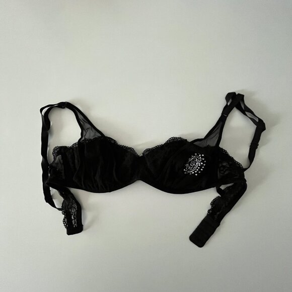 Vintage Black Lace Guess Bra - Glitter Logo - Picture 4 of 7